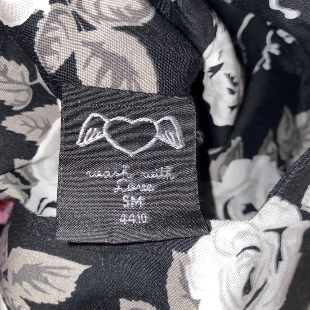 Hell Bunny Vixen Rose Natalie Dress Gothic Floral Dark Black Size Small Womens - Picture 2 of 5